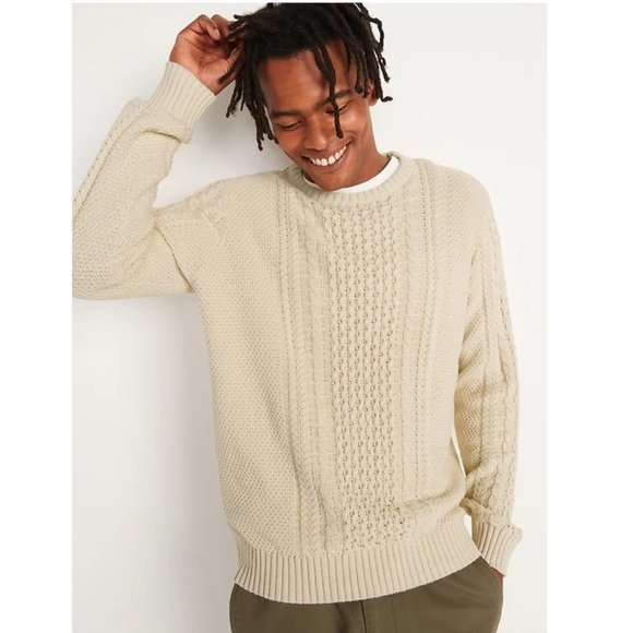 Cableknit Crewneck Sweater For Men Xl 